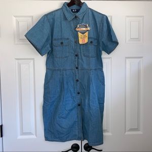 NWT American Dynasty Short Sleeve Button Up Collar Light Cotton Denim Dress Smal
